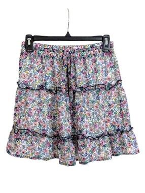 Sienna Sky Stretch Waist Pull On Floral Tiered Skirt - Size Large Womens